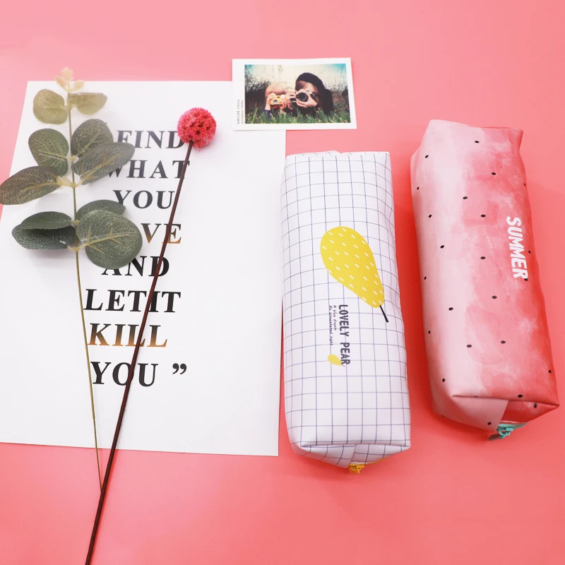 Черный кожаный чехол для карандашей школьный девочек и мальчиков школьные