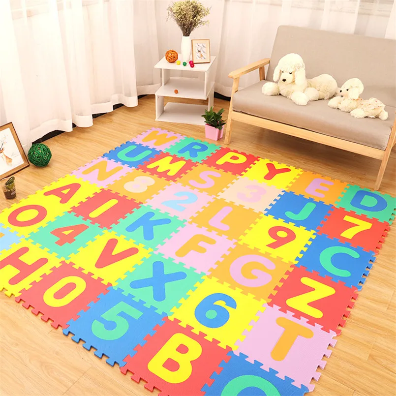 26Pcs letter 10 шт./компл. 30*30 см EVA пена детский игровой коврик с изображением животных и текстом ковер теплые домашние тапочки из активности головоломки ползать коврики для детей игра - Цвет: 26Pcs letter