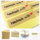 Наклейки из крафт-бумаги, 100 шт., свеча украшение дома, с сердцем, этикетки для печати