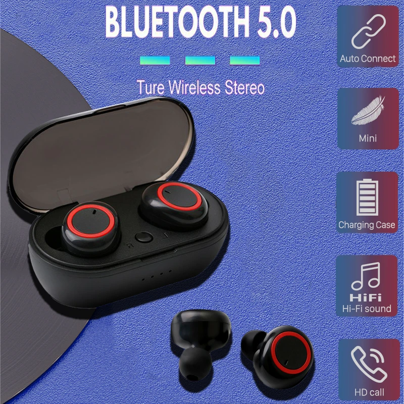 

5.0 Bluetooth Earphone A2 Wireless HiFi Stereo Sport Waterproof Gamer Button Earplugs Control Earphone with Mic and Charging Box