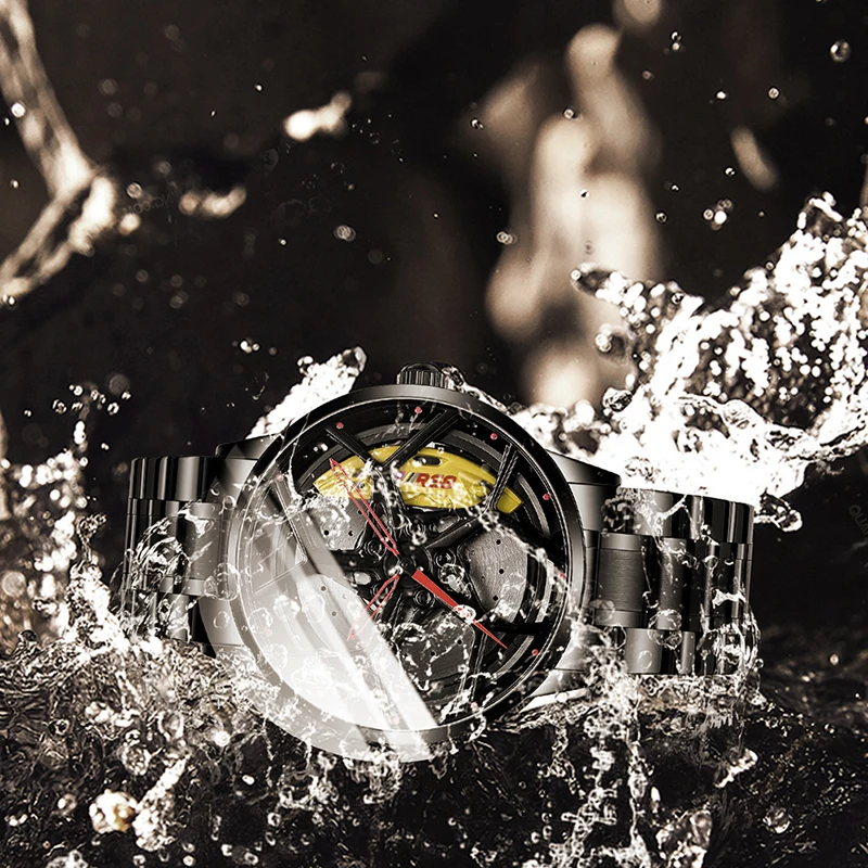 Мужские водонепроницаемые кварцевые часы с браслетом из нержавеющей стали -