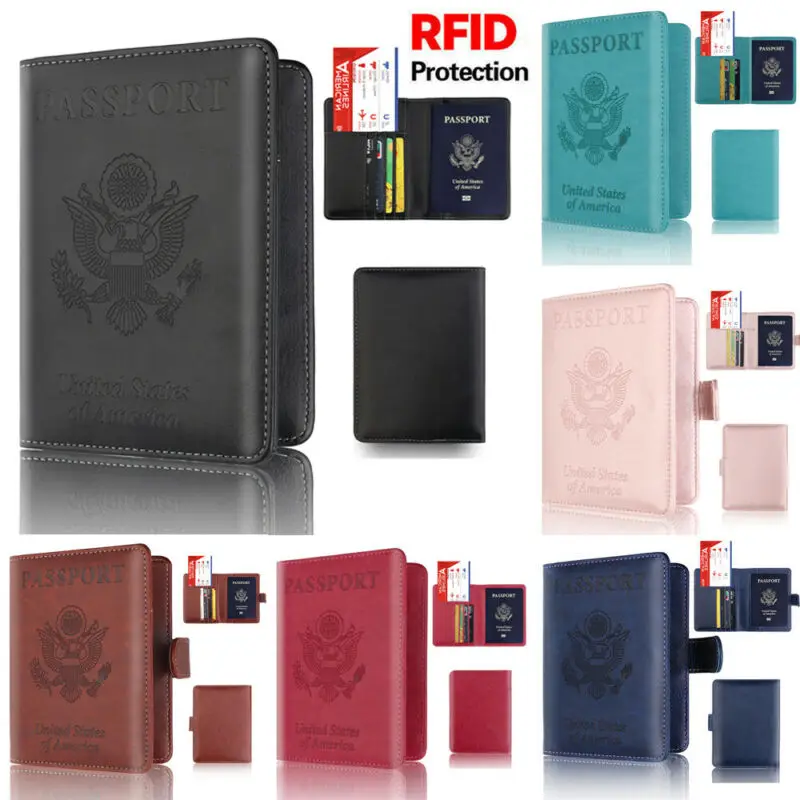 

Leather Travel Wallet Multi Passport Boarding Pass Ticket Currency Credit Cards