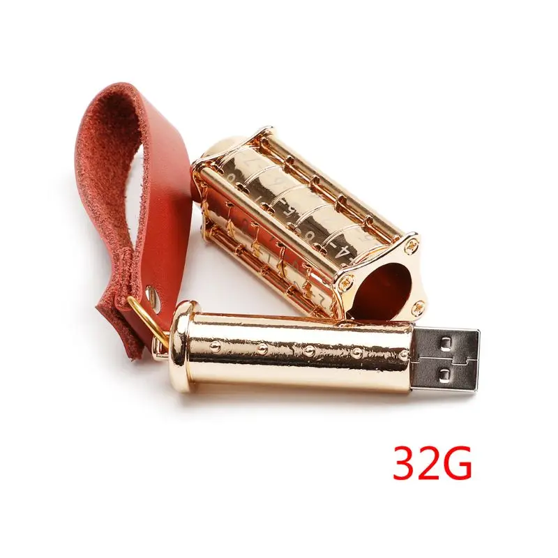 Gold32 USB флеш-накопитель металлический флеш-накопитель U Stick 32G 64G USB2.0 цифровой пароль для передачи данных брелок - Цвет: Gold32