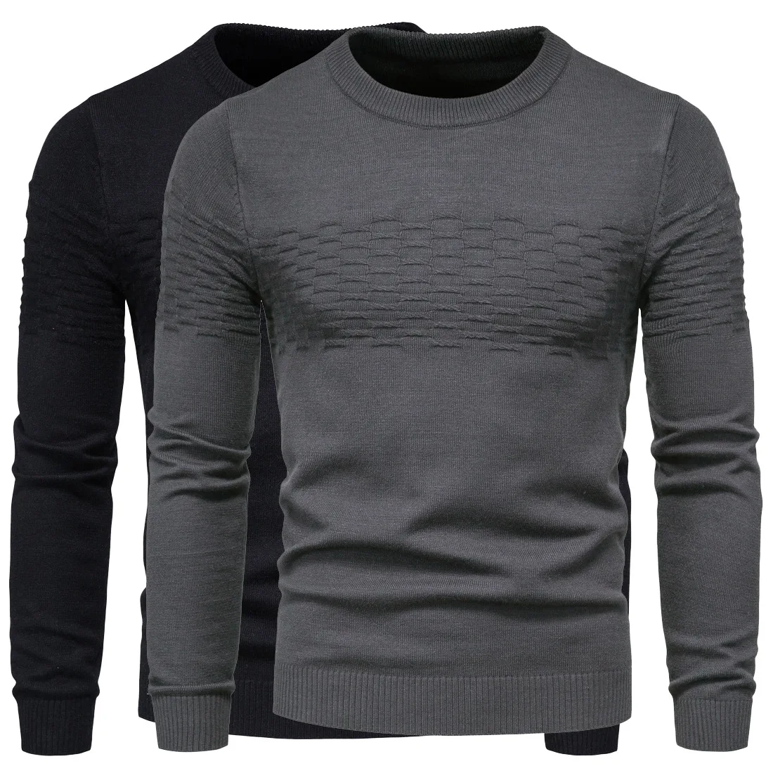 

Autumn Winter Men's Sweater Wool Knitting Long Sleeve With Print Solid O-neck Casual Fashion Male Pullover