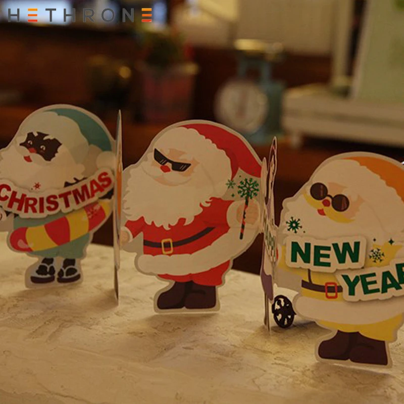 Hethrone 1 шт милый Санта ремесло бумага поздравительная открытка Счастливый