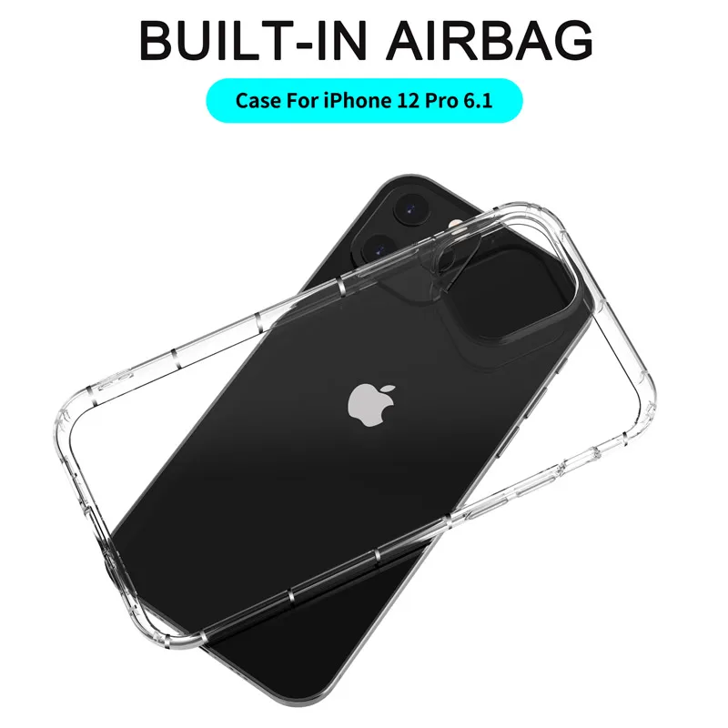 

Phone Case For iPhone 12 5.4 6.1 6.7 11 Pro XS Max XR X 7 8 6 6s Plus SE 2020 Transparent Airbag Soft Silicone TPU Cover Cases