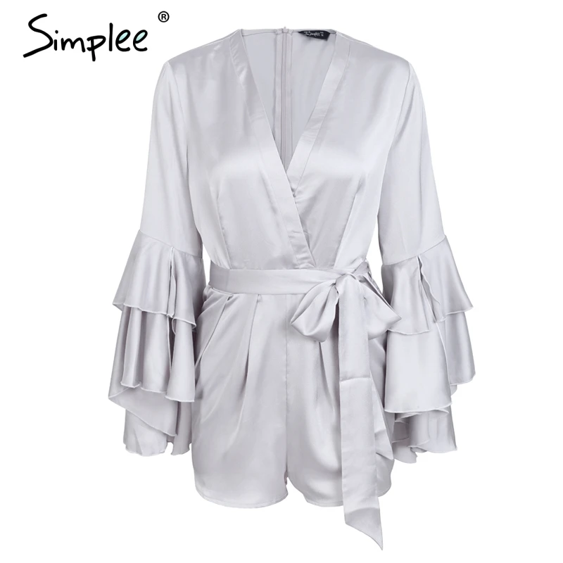 Женский комбинезон Simplee короткий плиссированный ромпер на завязках с глубоким V