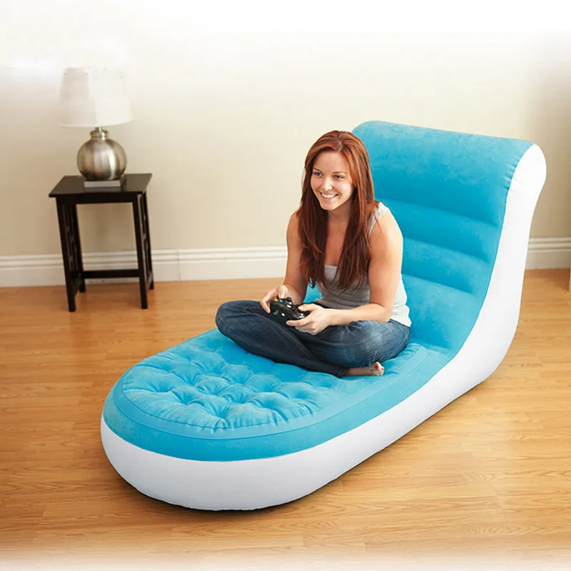 

68880 84*170*81CM High Grade Flocking Air Bed Single Person Back Sofa Lazy Sofa Inflatable Mat Chair Garden