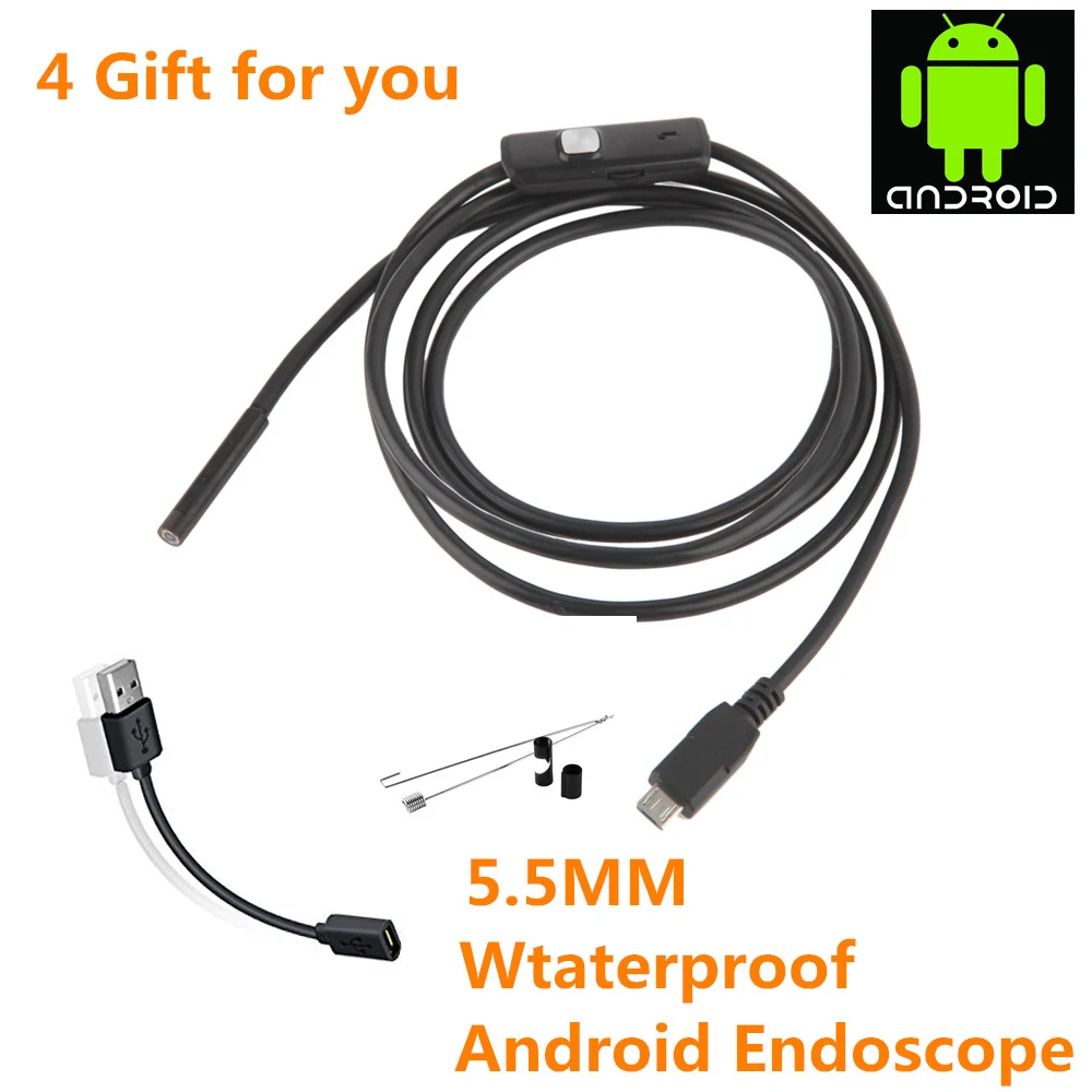 

5.5mm 7mm Endoscope Camera Flexible IP67 Waterproof Inspection Borescope Camera for Android PC Notebook 6LEDs Adjustable