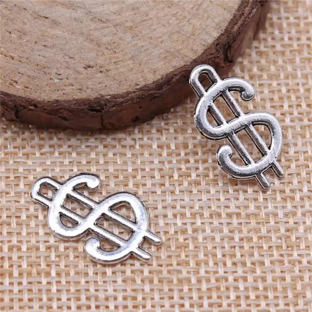 

Earring Charms For Jewelry Making 40pcs Us Dollar Sign Charms 21x12mm Antique Silver Plated