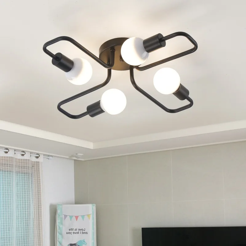 Винтажный светильник из кованого железа многоуровневый потолочный в стиле ретро