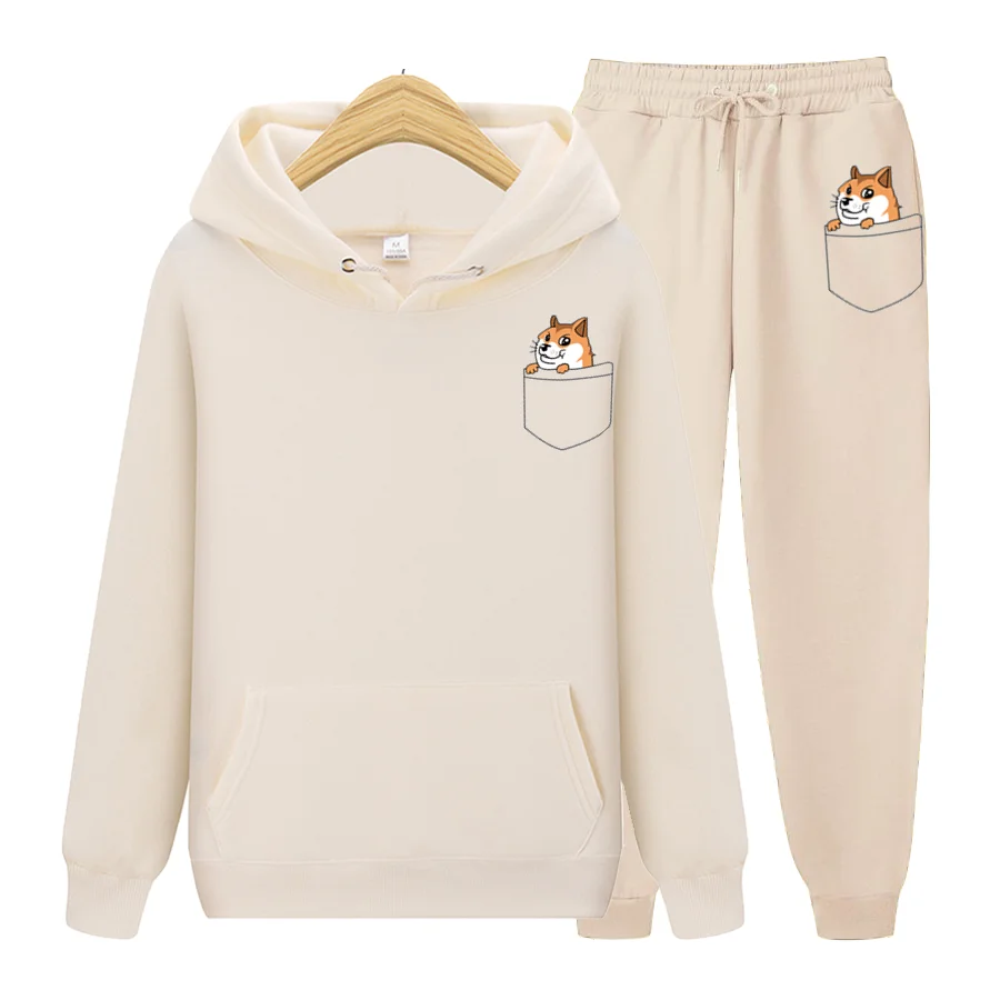 

Warm Japanese fashion hoodie cartoon street Yi Kang sweater men and women leisure winter hip hop hoodie and trousers