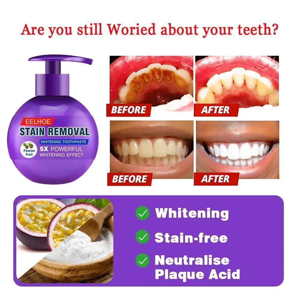 

Fruit Toothpaste Passion Fruit Blueberry Soda Toothpaste Fight Removal Breath Toothpaste Fresh Stain Whitening Bleeding Gum B2Q8