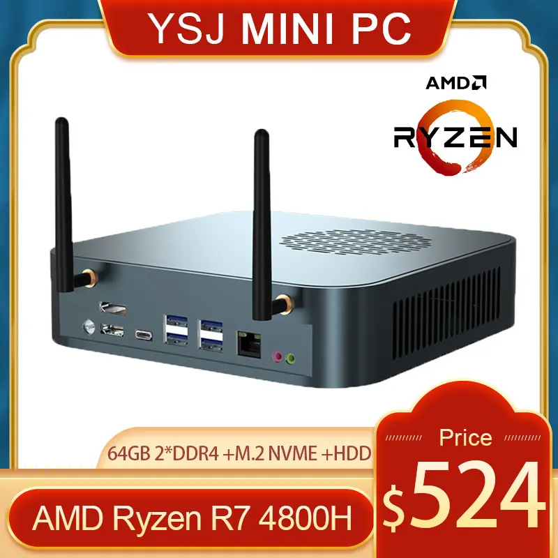 

New Ryzen 7 4800H 8 Core 16 Threads Nuc Gaming Computer Mini PC M.2 PCIE Radeon Graphics HTPC 3*4K HDMI2.0 DP Type-C WiFi6 BT5.1