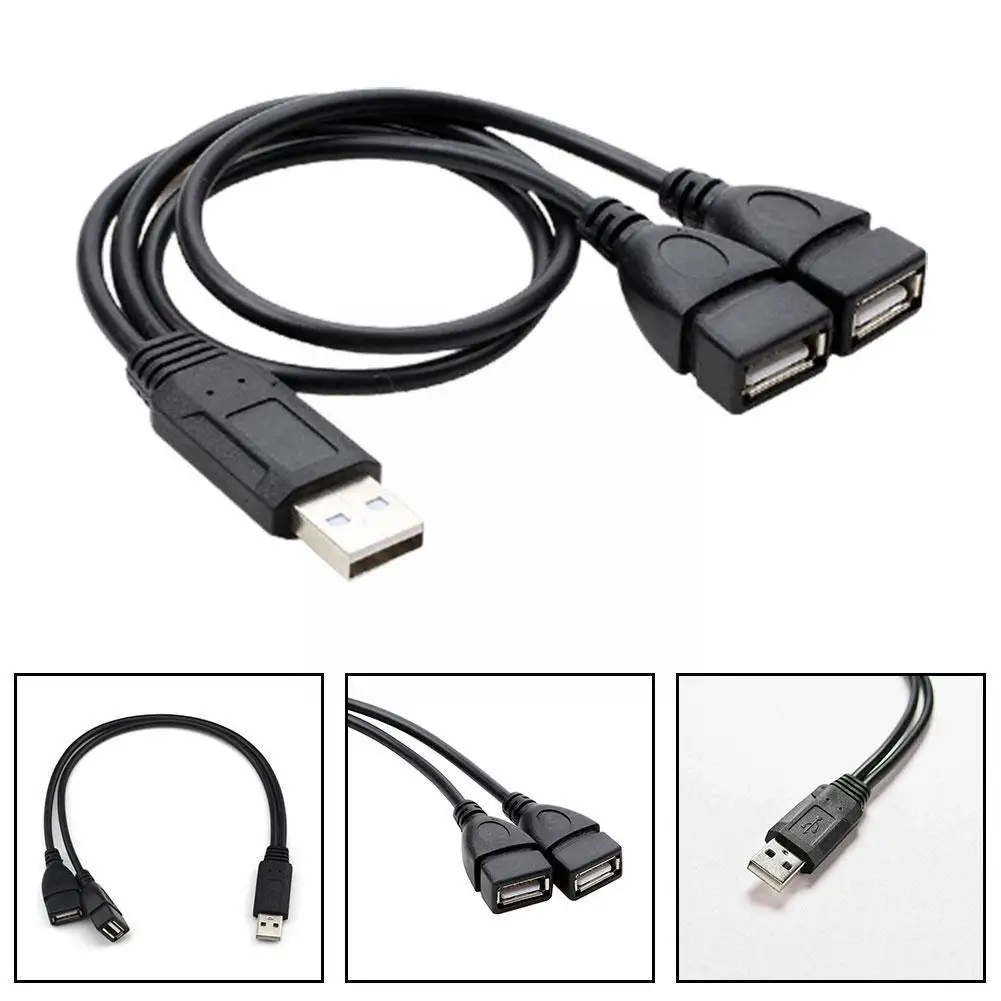 

1 Pcs USB 2.0 A 1 male to 2 Dual USB Female Data Hub Splitter Power Y Cable Cord Charging Extension USB Power Adapter Cable V0Y8
