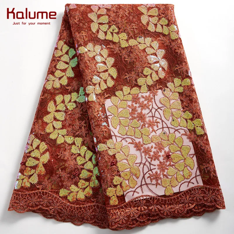 

Kalume African Lace Fabric Diy Dress French Mesh Lace Fabric Sequins Nigerian Lace Fabric For Wedding Party Dresses Lace F2353