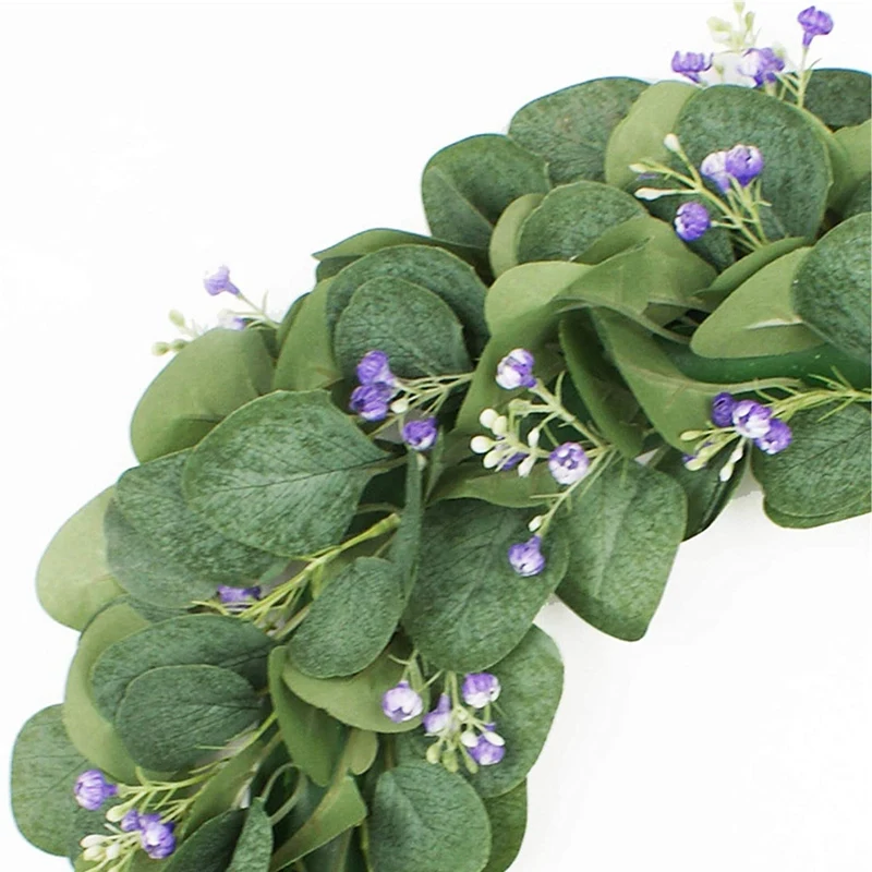 

Artificial Eucalyptus Green Leaf Wreath, Spring Summer Outdoor Green Wreath for Front Door Wall Window Party Decor