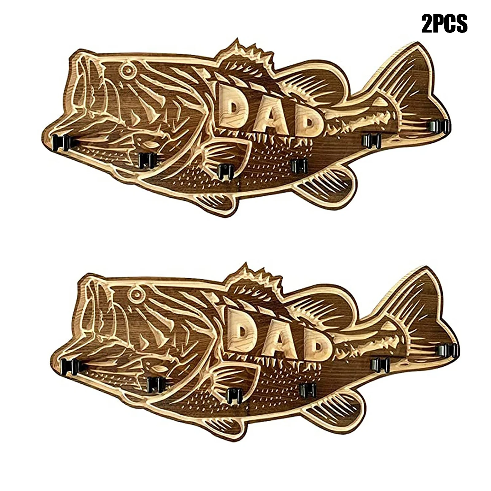 

Wood Large Mouth Bass Fishing Rod Holder Wooden Fishing Rod Rack DIY Fishing Gear and Fishing Gifts for Dad 1/2pcs Hogard