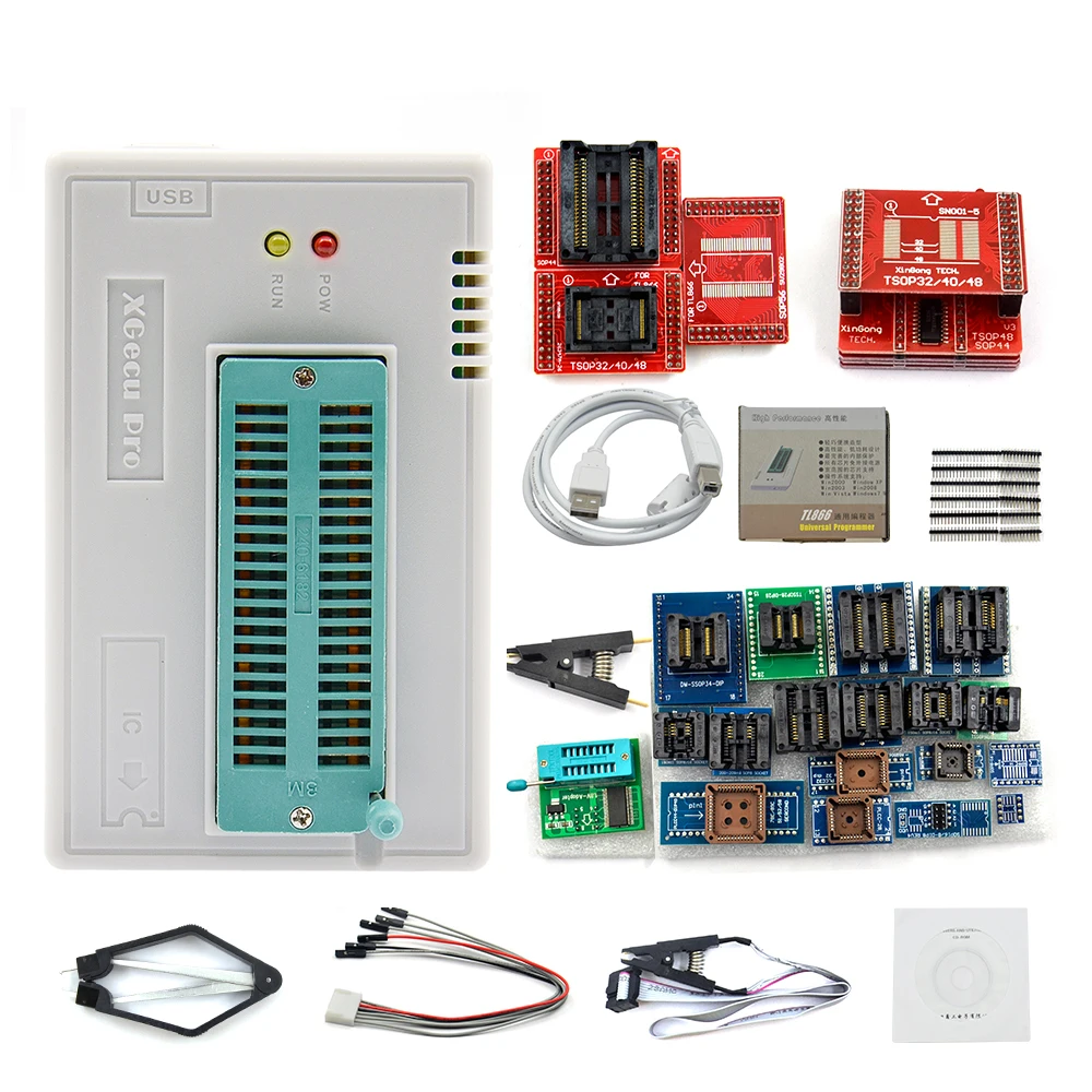 Новейший V9.0 TL866II плюс универсальный minipro программатор TL866 nand flash AVR PIC bios USB программатор+ 28 шт. адаптер