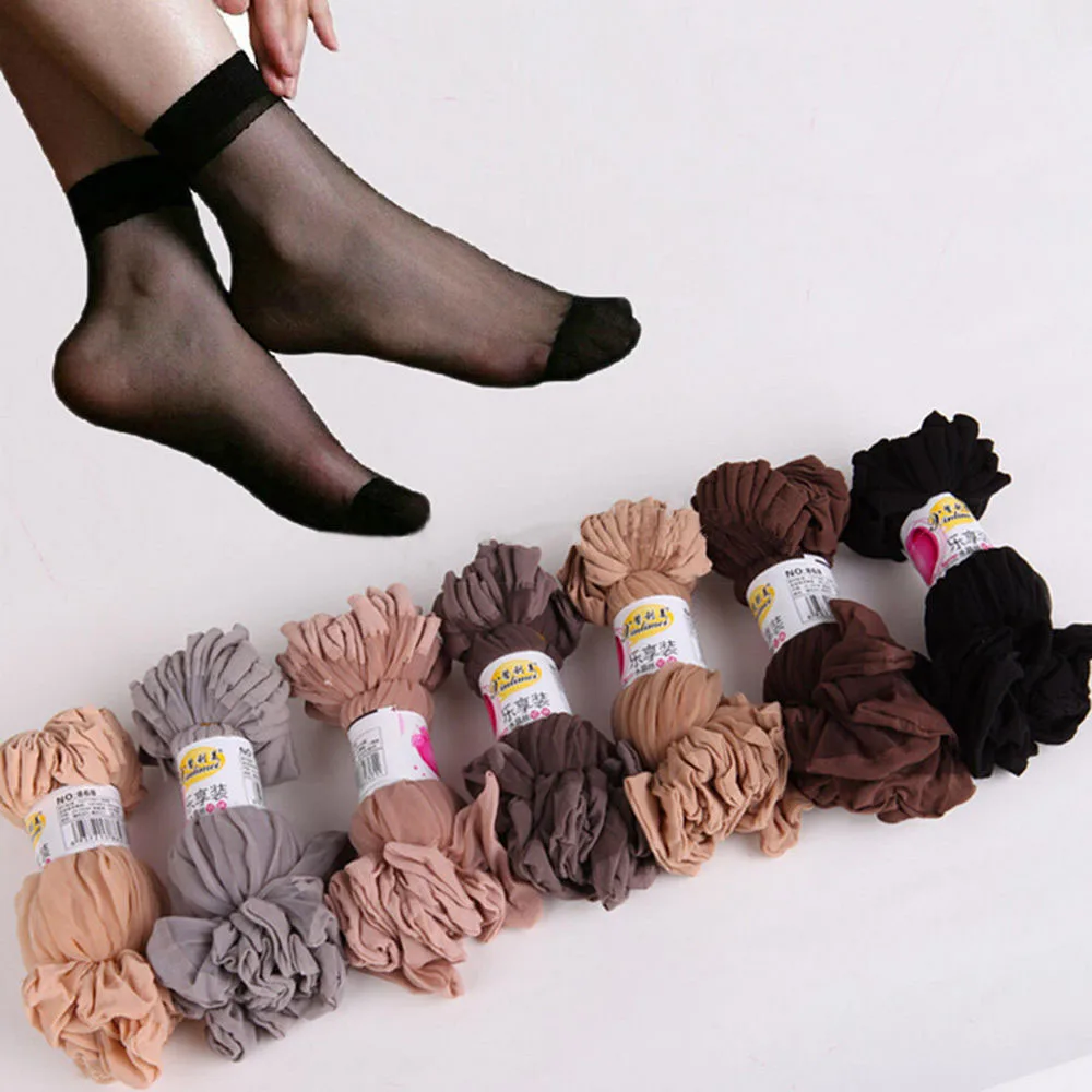 

10 Pairs Women's Ankle Socks Sexy Ultra-thin Elastic Silky Short Silk Transparent girls socks