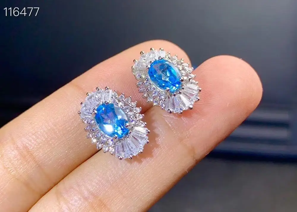 

Новые серьги из природного топаза 925 серебряный T квадратный алмаз серьги-гвоздики элегантный дизайн