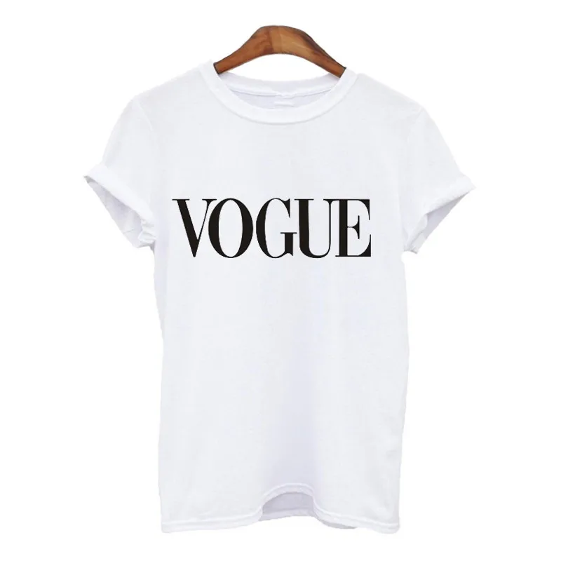 Женская футболка с принтом VOGUE Повседневная летняя большого размера в стиле