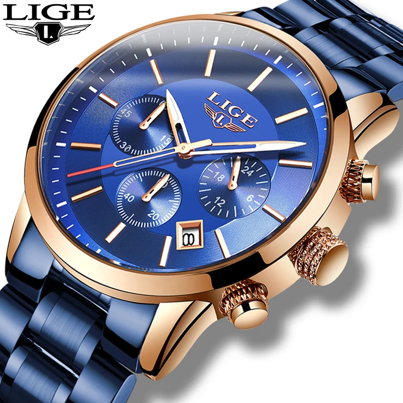 Relogio Masculino 2019 LIGE новые модные мужские часы Топ бренд класса люкс кварцевые из