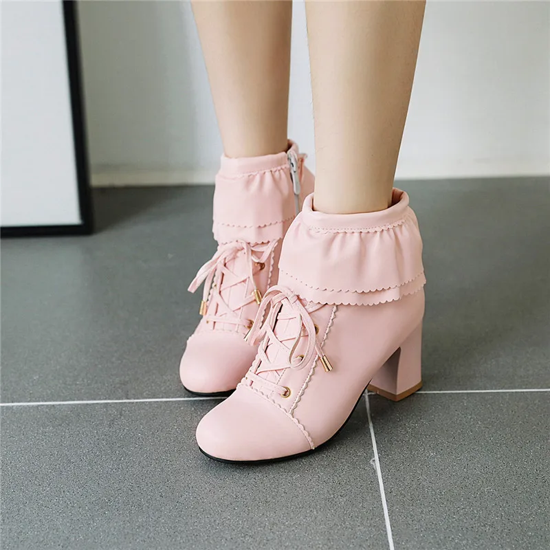 YMECHIC/осенние дизайнерские розовые ботильоны из искусственной кожи с