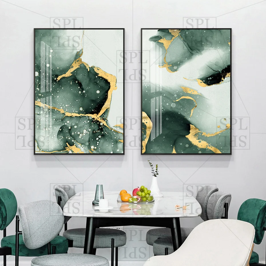 Абстрактная зеленая Картина на холсте свежий визуальный чувственный постер