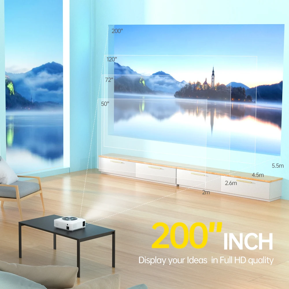 Мини-проектор VANKYO 1080P для отдыха 530 Вт Full HD светодиодный Wi-Fi поддержка 4K