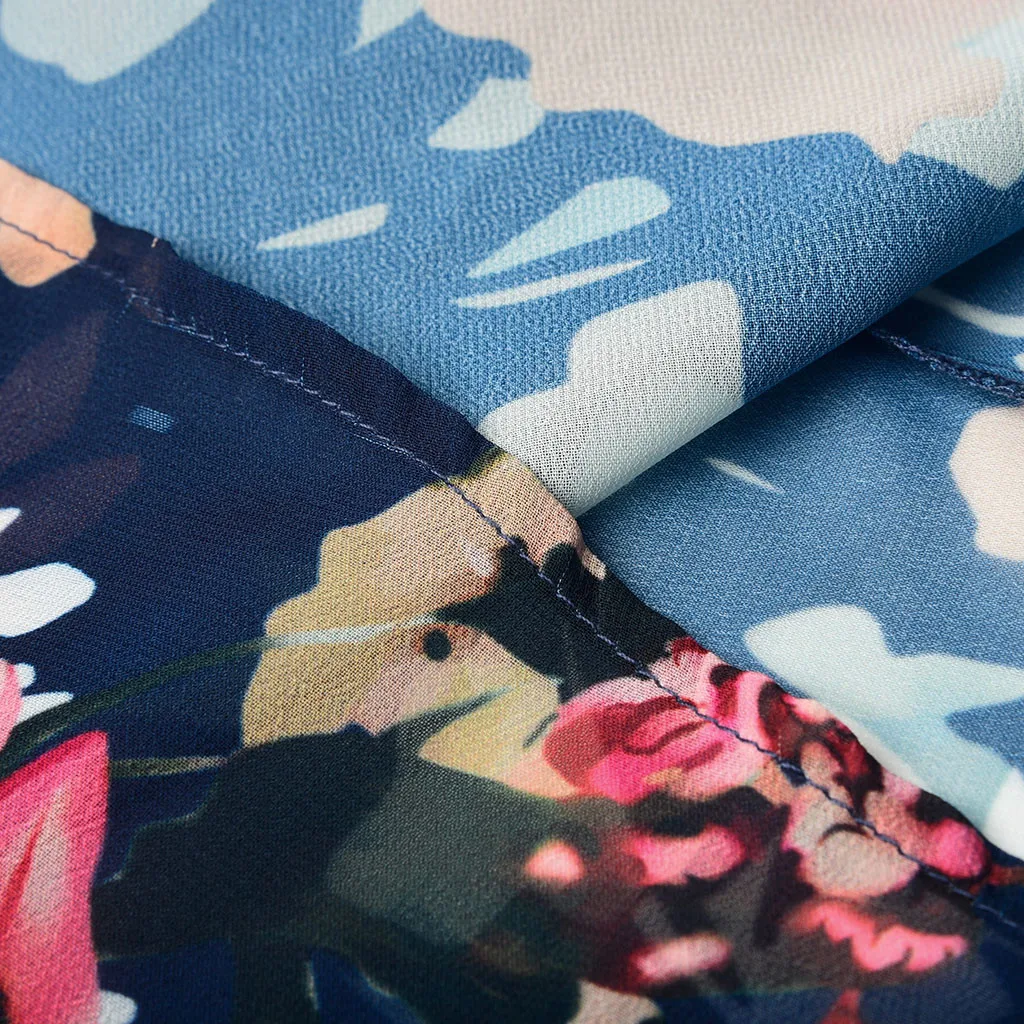 

Plus Size Fashion Chiffon Blouse Floral Print Cardigan Kimono Tops Bikini Cover Up Casual Summer Ladies Women Half Sleeve Blusas