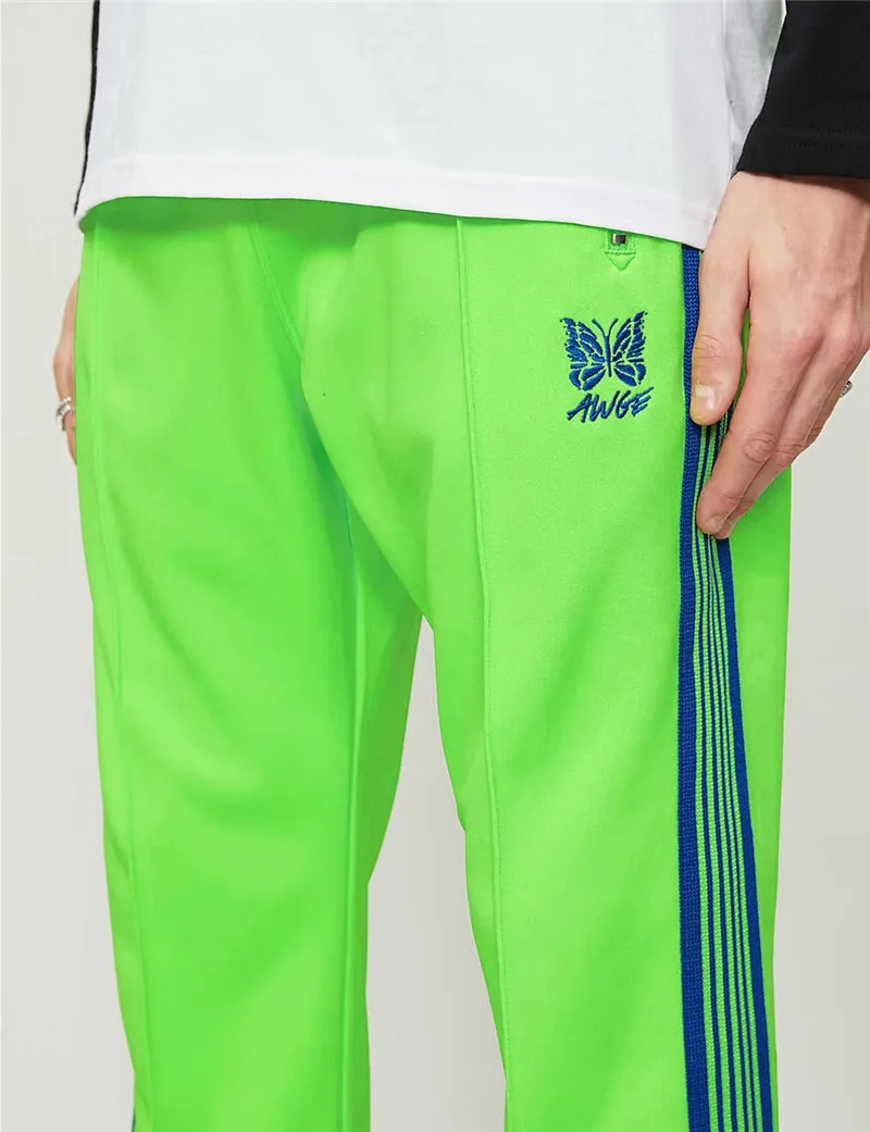 Мужские и женские спортивные штаны 19FW AWGE черные в полоску с вышивкой бабочки