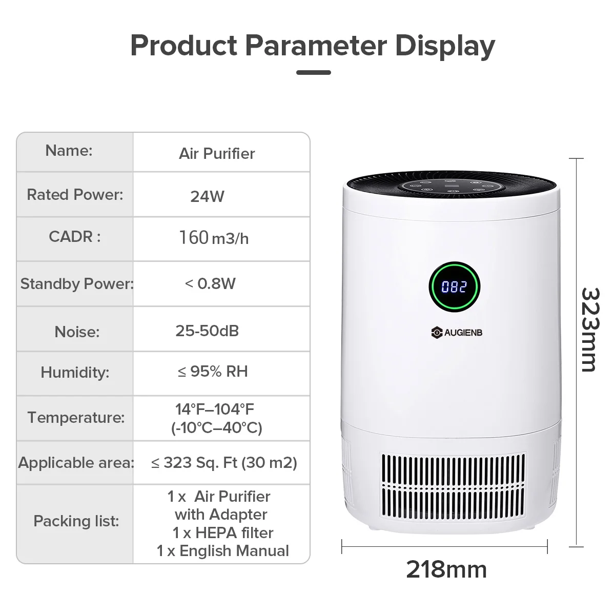 

24W Air Purifier Ionizer For Home True HEPA Filters Desktop Purifiers Filtration Air Cleaner 200 m3/h CE for Smokers Pollen