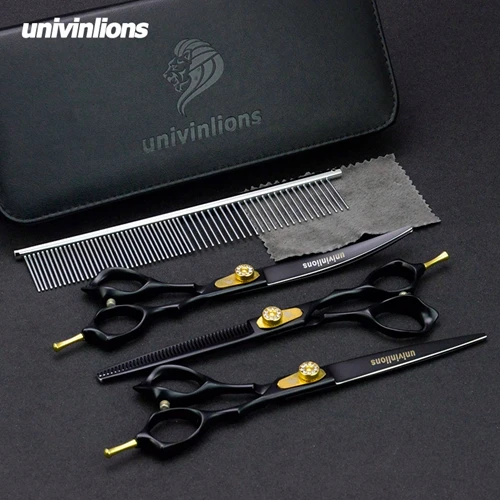 Pet Scissors Kit " Pet Dog втулки Ножницы Набор для стрижки домашних животных ножницы для собак анимированные кошки прямые и истончающие и изогнутые ножницы из нержавеющей стали - Color: Pet Scissors Kit