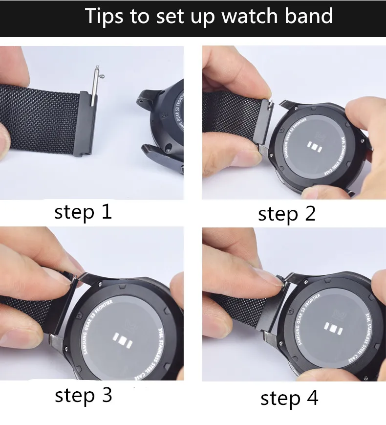 Сменный ремешок для samsung galaxy watch 46 мм из нержавеющей стали Миланская Магнитная застежка gear s3 frontier watch band