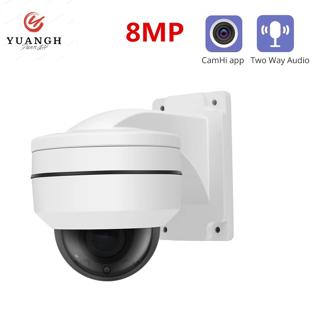 

8MP Outdoor IP PTZ Camera POE 4K ONVIF CamHi APP 2.8-12mm Lens IR Night Vision Video Surveillance Dome CCTV Camera With Bracket