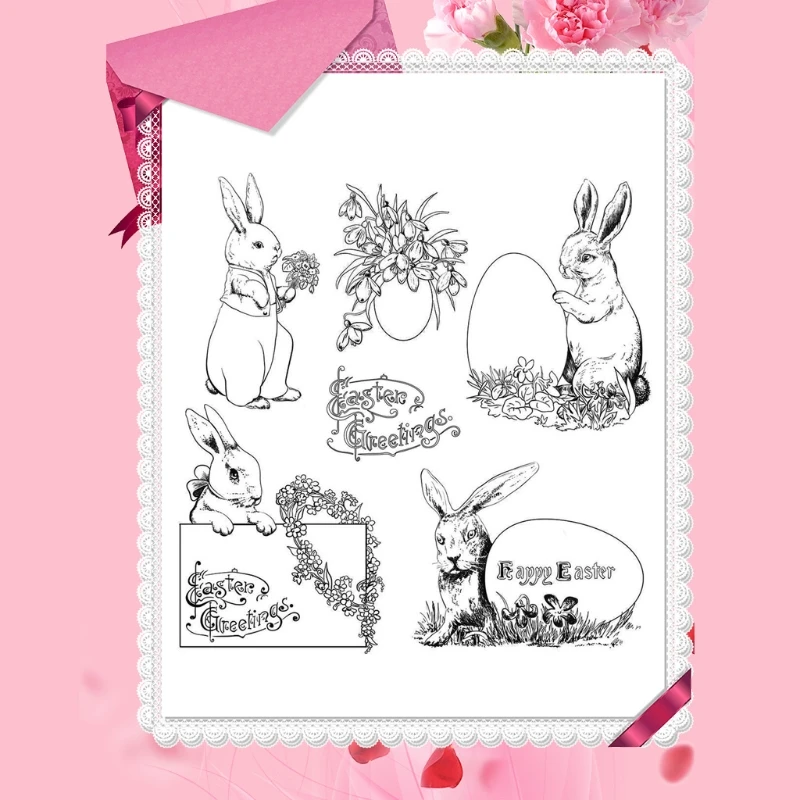 

Happy Easter DIY Silicone Clear Stamp Cling Seal Scrapbook Embossing Album Craft