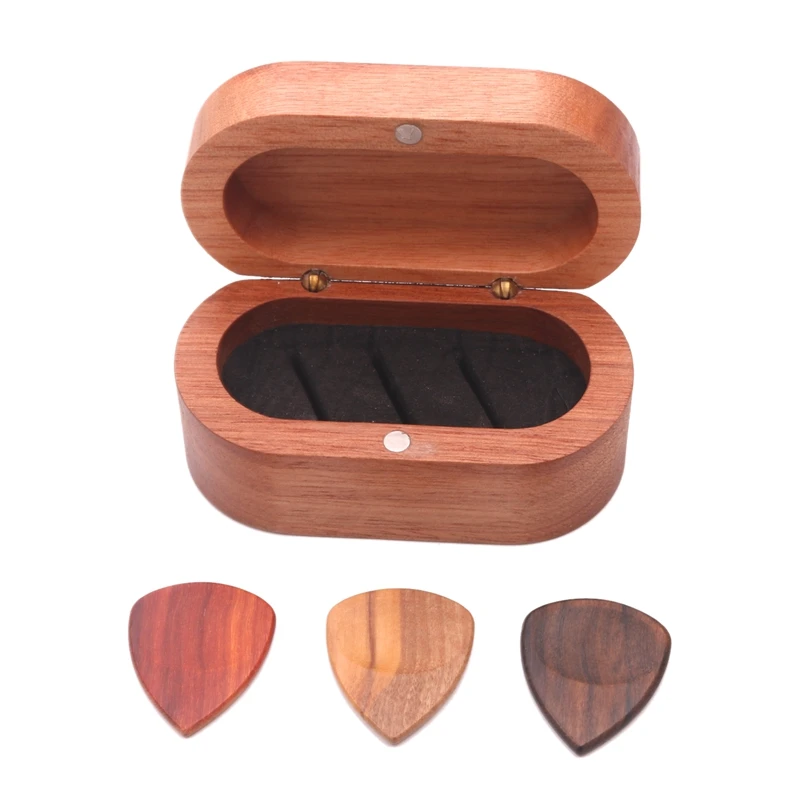 

Guitar Picks Box Holder Collector with 3Pcs Wood Picks for Guitar Accessories & Parts Guitar Tool