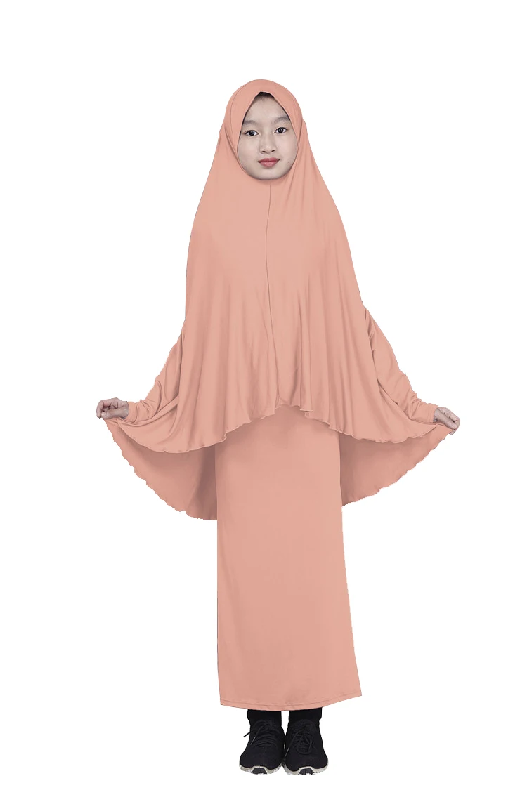 Комплект для мусульманских детей девочек Jilbab Abaya Burka Hijab исламское платье макси