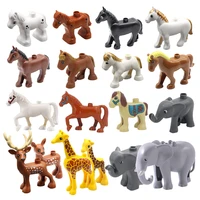 big size building blocks animals farm horse elephant pig giraffe cow sheep bricks accessories model diy toys for children gifts