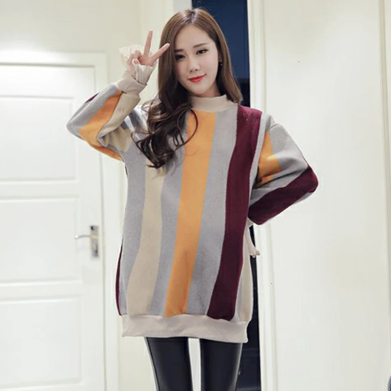 Платье для беременных в полоску платье зимний свитер короткая юбка толстый