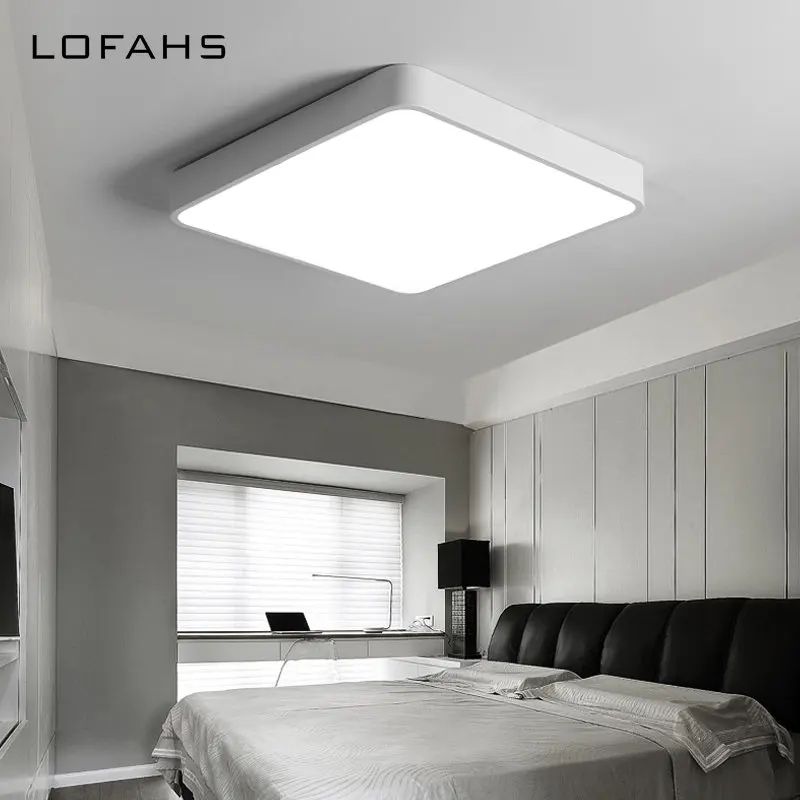 LOFAHS rectángulo de aluminio luces de techo Led modernas para la sala de techo de dormitorio-luces Blanco/Negro remoto led de techo-lámpara