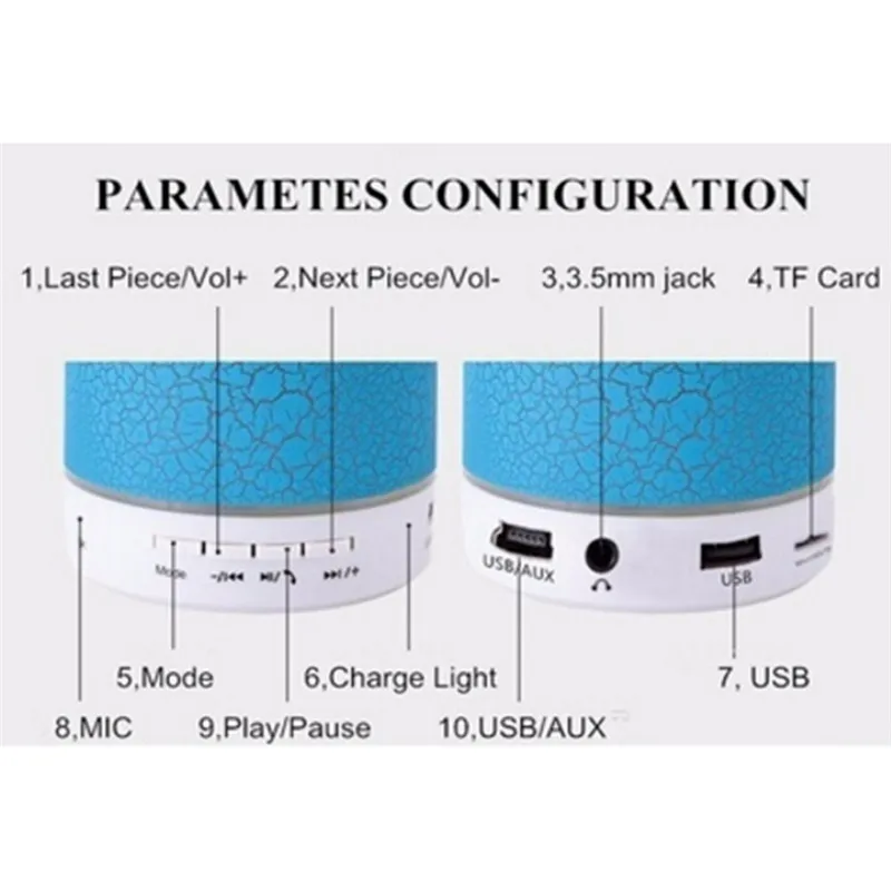 

Mini Portable LED Light Wireless Speakers Subwoofer Tweeter Audio Notebook Computer 6cm*6cm*7.5cm Bluetooth Speaker