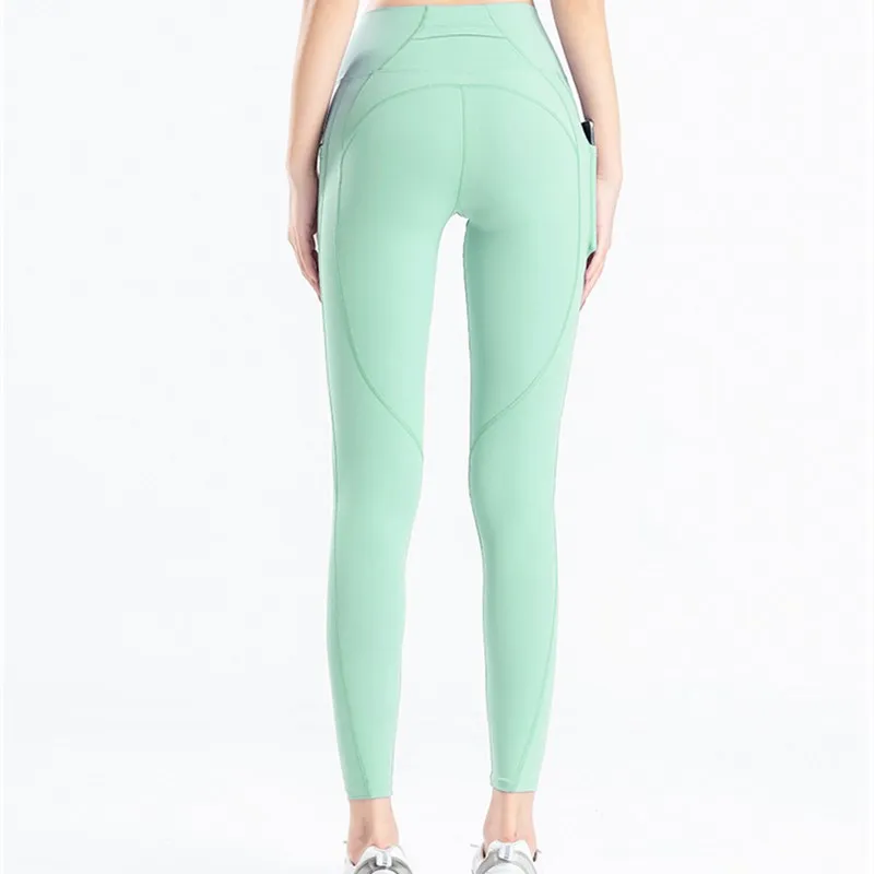 

Yoga Pants High Waist Hip Nude Leggings Sport Women Fitness Elastic Exercise Sport Pants Push Up Tight With Pocket Gym Leggings