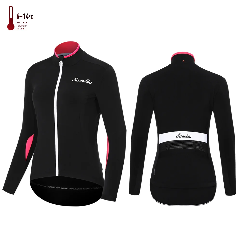 

Santic Women Cycling Jackets Keep Warm Riding Bike Fleece Windproof MTB Coat Reflective Jacket Spring Autumn Asian Size