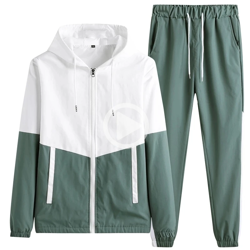 

Hip Hop Military Men Tracksuit Hooded Jacket+Harem Pant Patchwork 2PC Set for Men Fashion 2021 New Mens Sportswear Suits