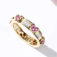 luxury temperament crystal heart ring high quality female knuckle ring accessories european and american female jewelry