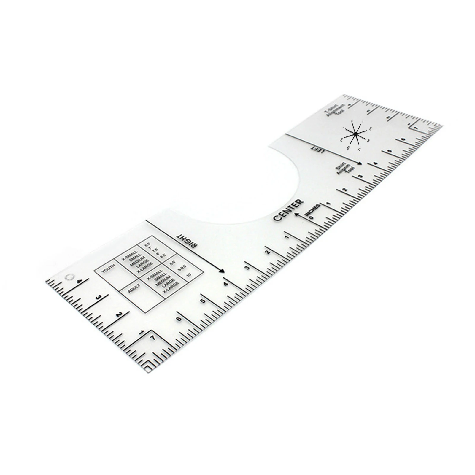 

T-shirt Guiding Ruler T-shirt Guide Round Collar Calibration Centering Tool Ruler Shirt Alignment Tool PVC Sewing Ruler