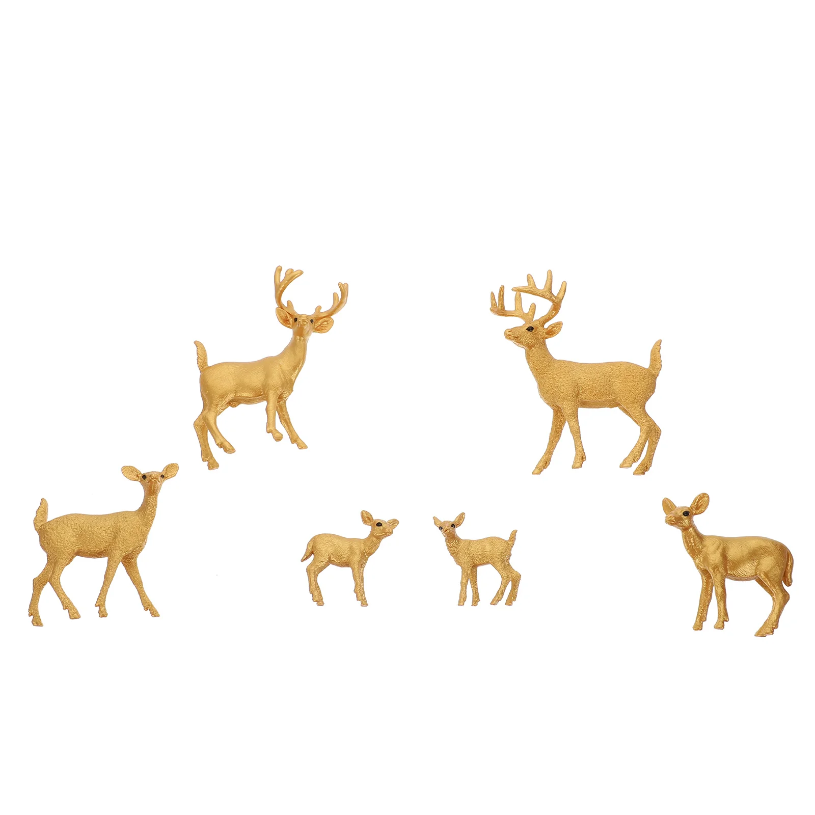 

6PCS Miniature Wild Animal Deer Model Desktop Adornment Reindeer Decor