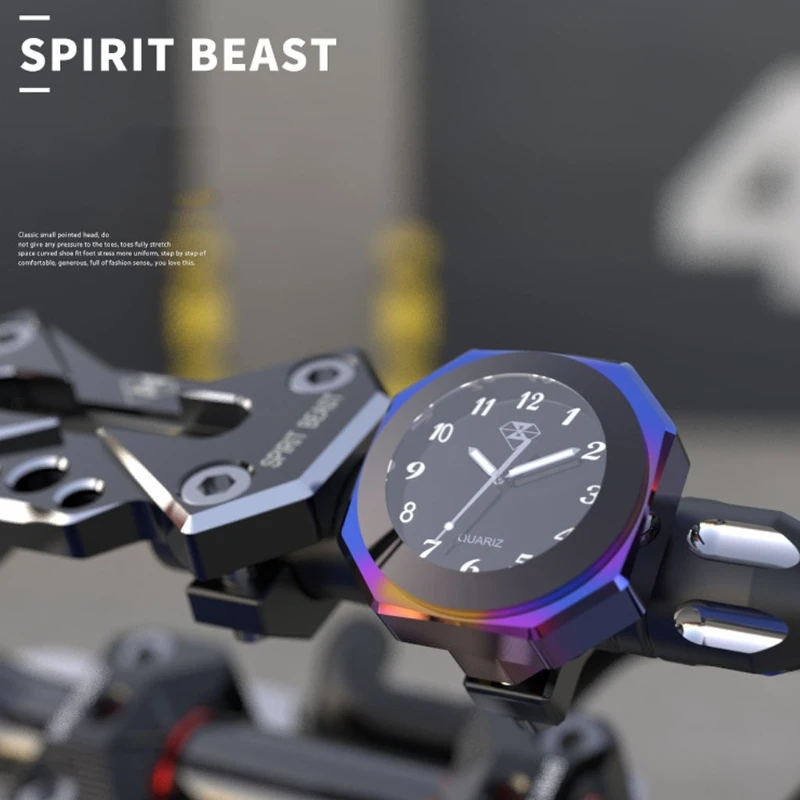 

Aluminum Alloy Motorcycle Luminous Handlebar Mount Clock Watch Thermometer B36B